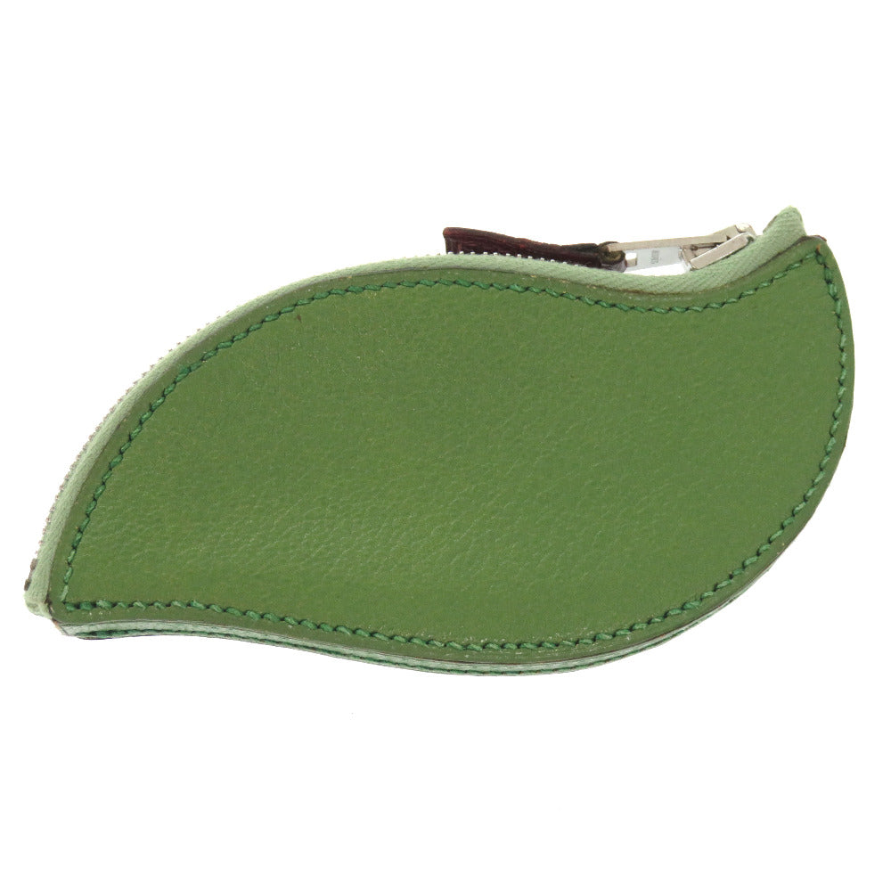 HERMES Coin case Courchevel green Tutti frutti cherry Women Used Authentic