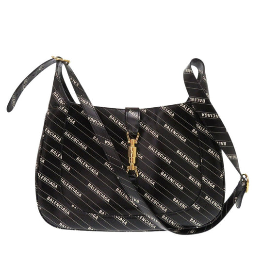 GUCCI Shoulder Bag 636712 leather black The Hacker Project Balenciaga Collaboration Jackie 1961 Women Used Authentic