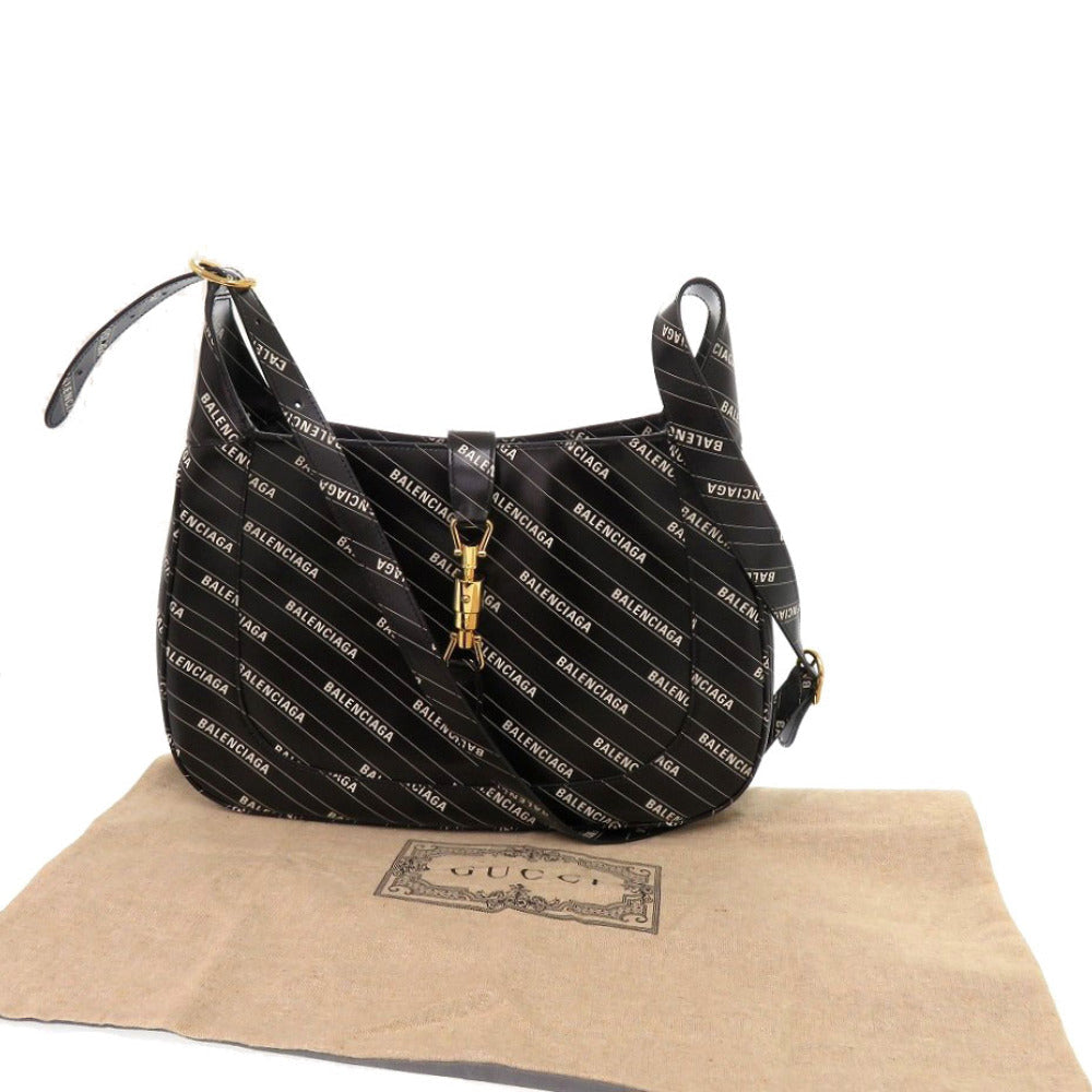 GUCCI Shoulder Bag 636712 leather black The Hacker Project Balenciaga Collaboration Jackie 1961 Women Used Authentic