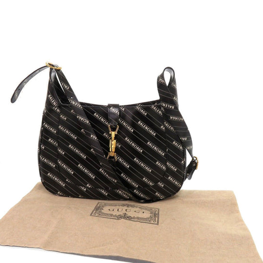 GUCCI Shoulder Bag 636712 leather black The Hacker Project Balenciaga Collaboration Jackie 1961 Women Used Authentic