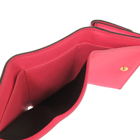 FENDI Tri-fold wallet 8M0395 leather pink Baguette Micro Women Used Authentic