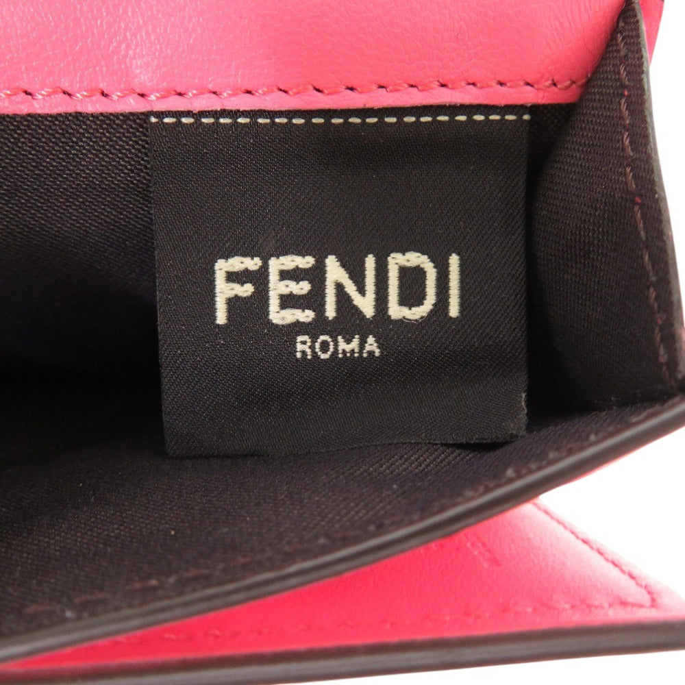 FENDI Tri-fold wallet 8M0395 leather pink Baguette Micro Women Used Authentic