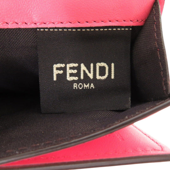 FENDI Tri-fold wallet 8M0395 leather pink Baguette Micro Women Used Authentic