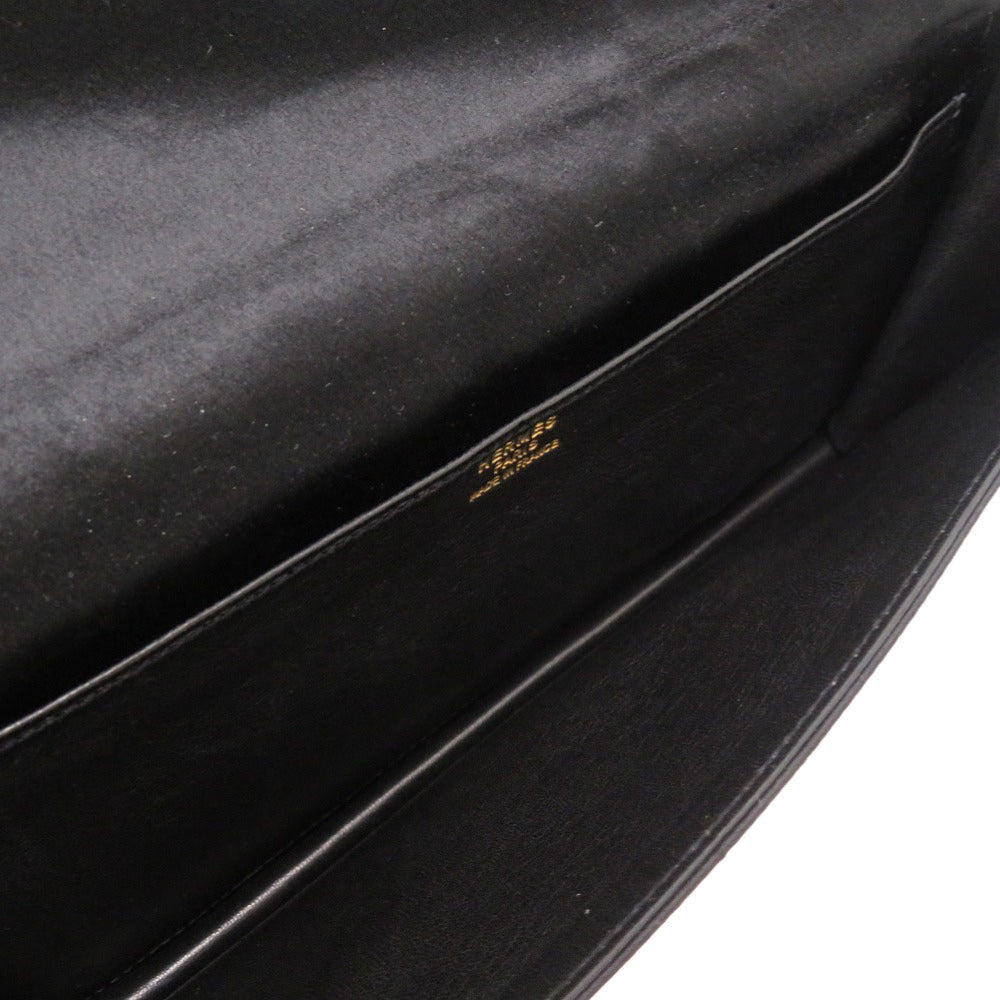 HERMES Clutch bag Satin black Fako Women(Unisex) Used Authentic