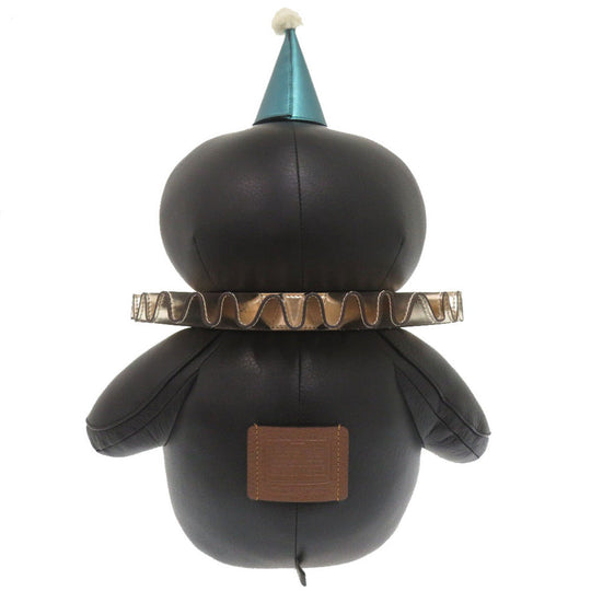 COACH Plush Doll F79473 leather black Owl Women Used Authentic