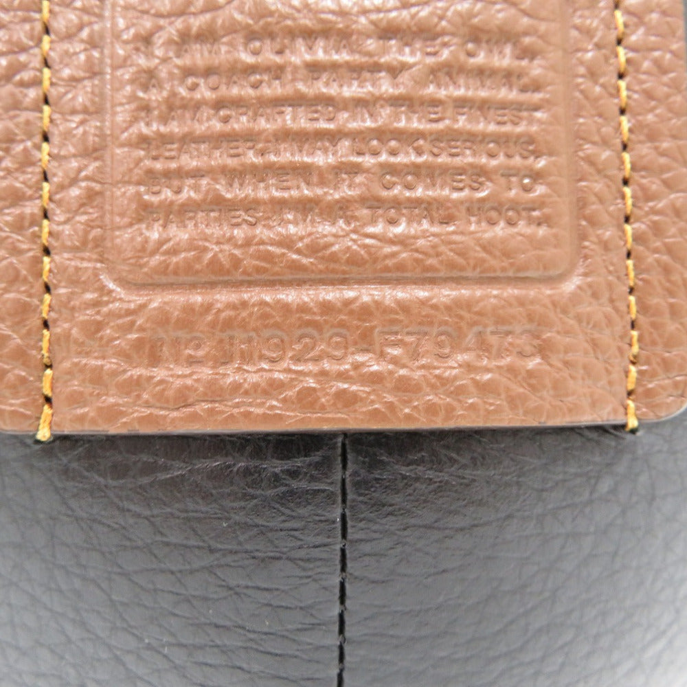 COACH Plush Doll F79473 leather black Owl Women Used Authentic