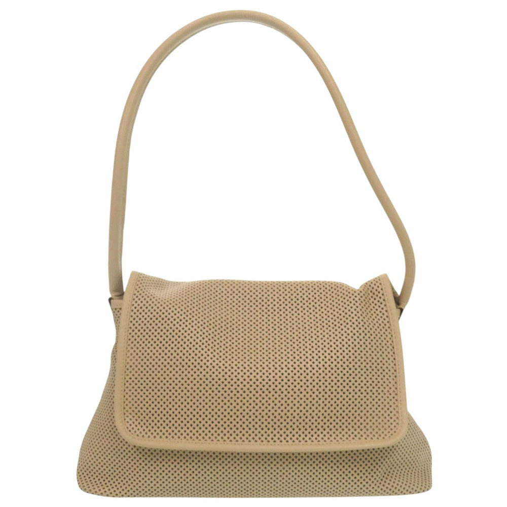 GUCCI Handbag leather beige Perforated flap handbag Women Used Authentic