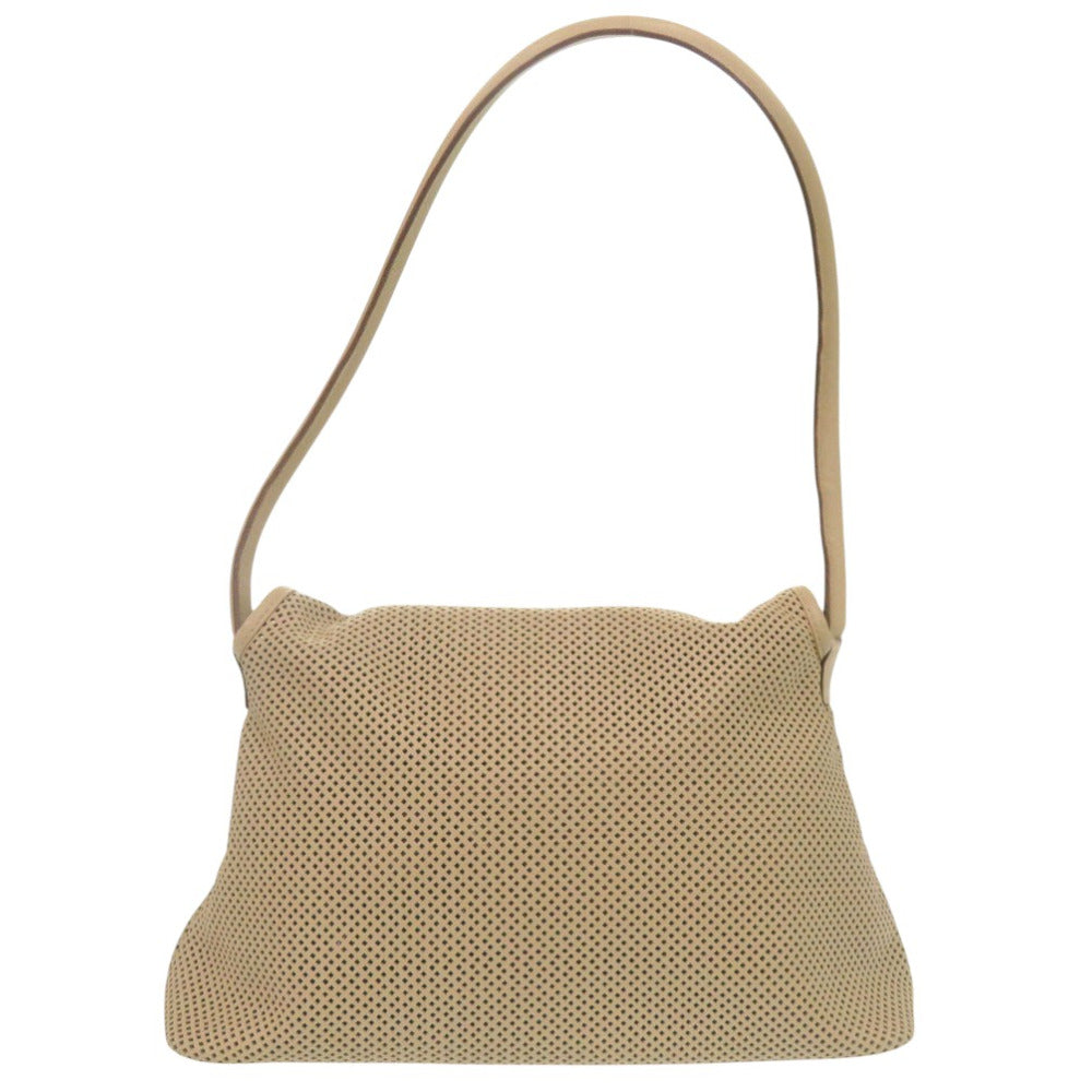GUCCI Handbag leather beige Perforated flap handbag Women Used Authentic