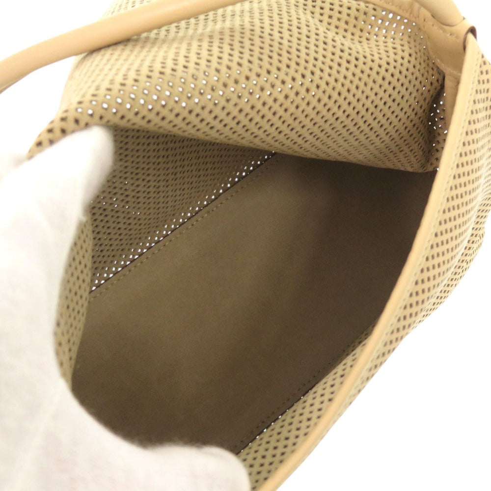 GUCCI Handbag leather beige Perforated flap handbag Women Used Authentic
