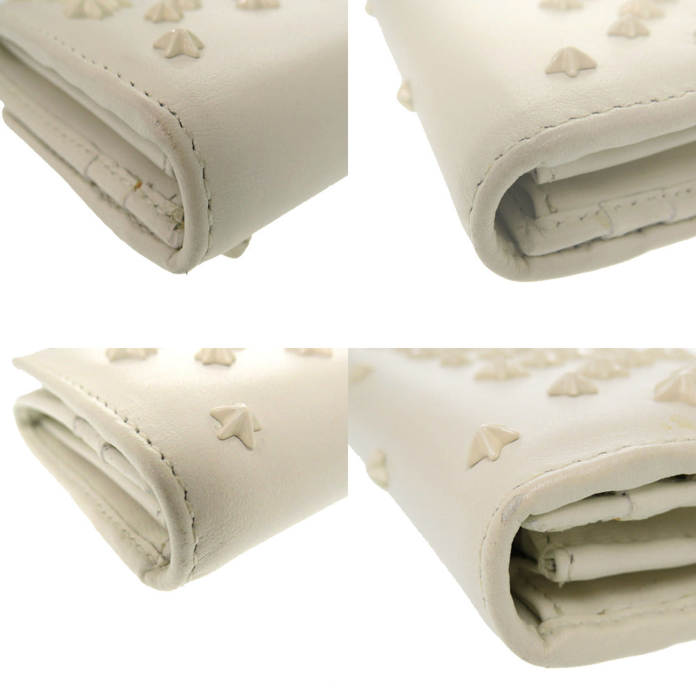 JIMMY CHOO Long Wallet Purse leather white 2 fold long wallet Women Used Authentic