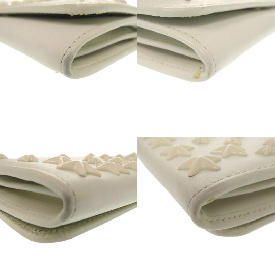 JIMMY CHOO Long Wallet Purse leather white 2 fold long wallet Women Used Authentic