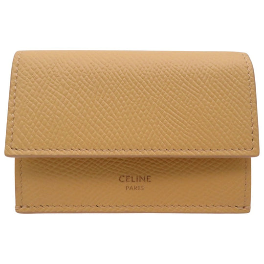 CELINE Tri-fold wallet 10E60 3BEL 11PO Calfskin yellow Folded Compact Wallet in Calfskin Yellow 10E60 3BEL 11PO Women Used Authentic