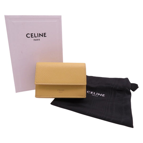 CELINE Tri-fold wallet 10E60 3BEL 11PO Calfskin yellow Folded Compact Wallet in Calfskin Yellow 10E60 3BEL 11PO Women Used Authentic