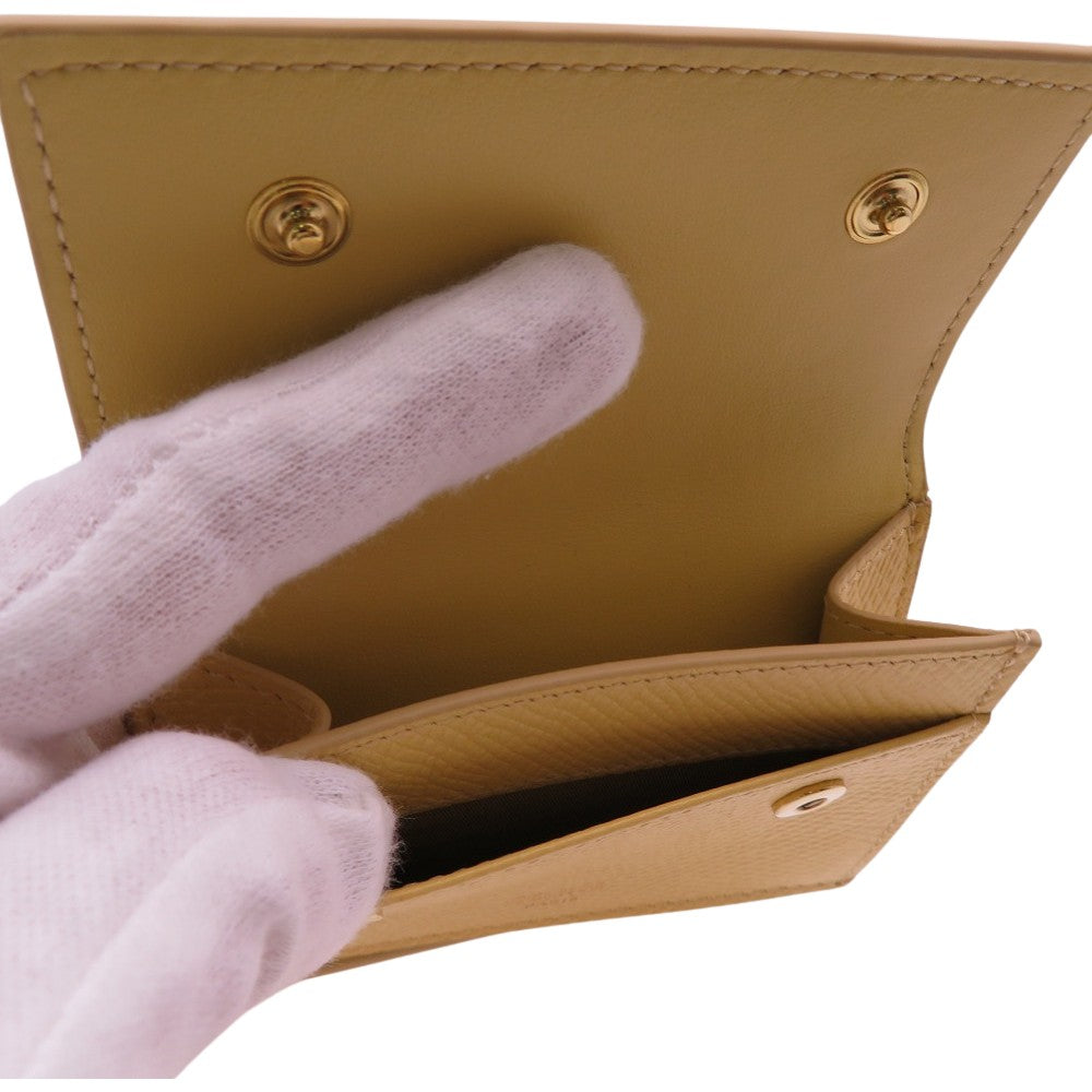 CELINE Tri-fold wallet 10E60 3BEL 11PO Calfskin yellow Folded Compact Wallet in Calfskin Yellow 10E60 3BEL 11PO Women Used Authentic