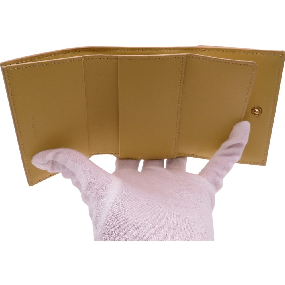 CELINE Tri-fold wallet 10E60 3BEL 11PO Calfskin yellow Folded Compact Wallet in Calfskin Yellow 10E60 3BEL 11PO Women Used Authentic