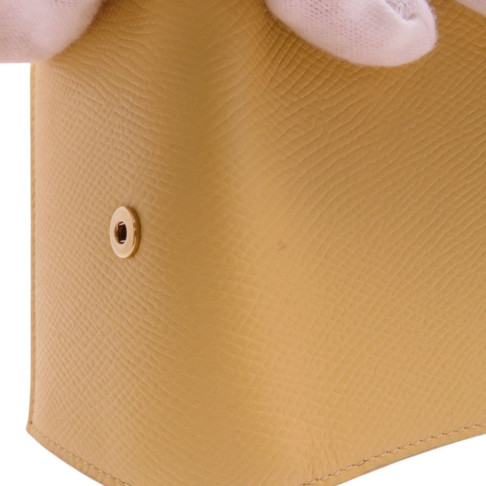 CELINE Tri-fold wallet 10E60 3BEL 11PO Calfskin yellow Folded Compact Wallet in Calfskin Yellow 10E60 3BEL 11PO Women Used Authentic