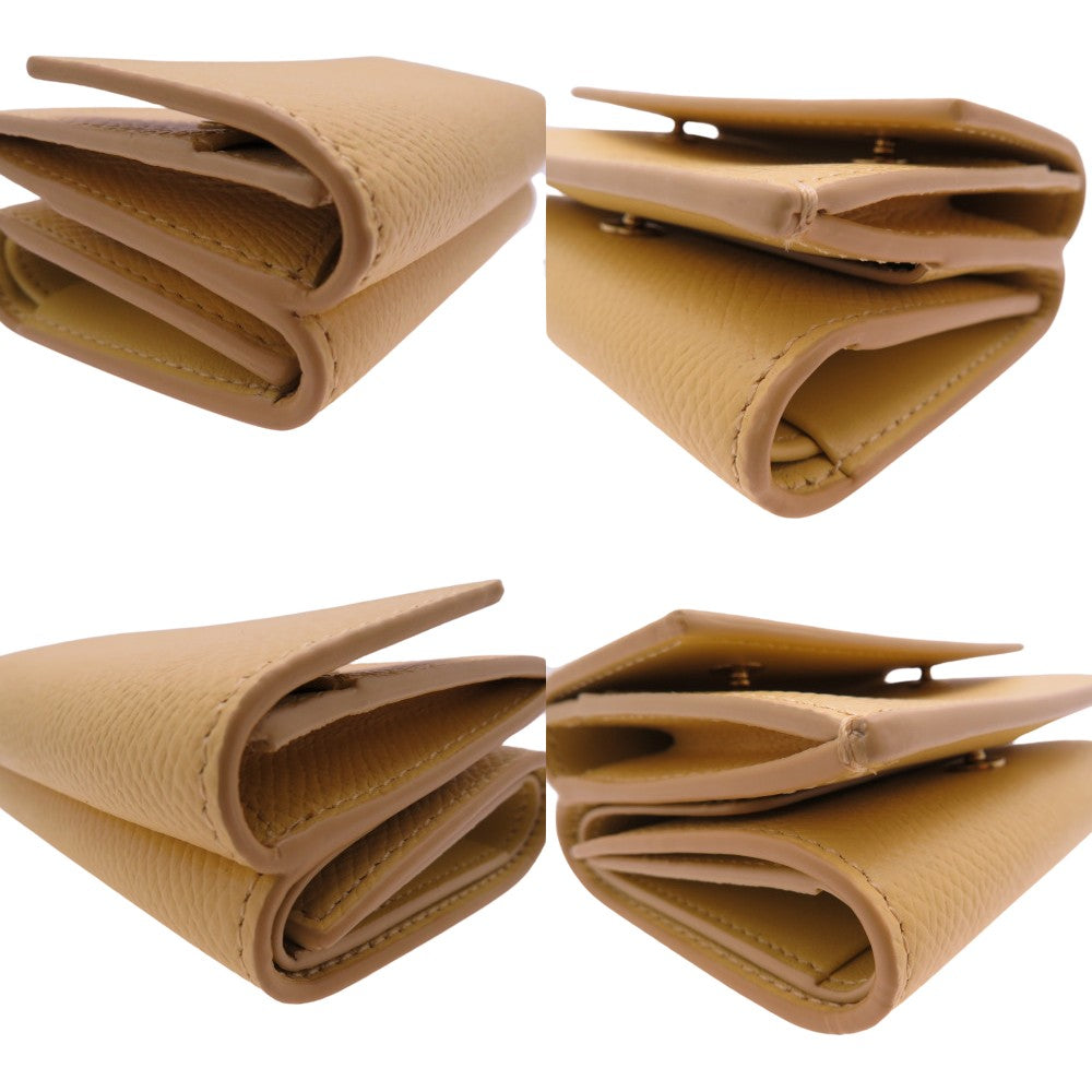 CELINE Tri-fold wallet 10E60 3BEL 11PO Calfskin yellow Folded Compact Wallet in Calfskin Yellow 10E60 3BEL 11PO Women Used Authentic