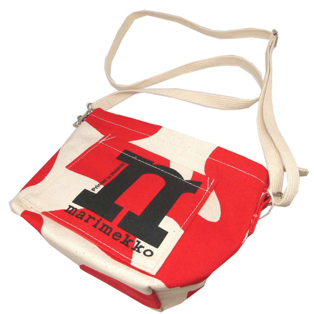marimekko Shoulder Bag canvas Ivory Mono Mini Crossbody Women Used Authentic