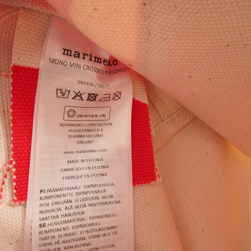 marimekko Shoulder Bag canvas Ivory Mono Mini Crossbody Women Used Authentic