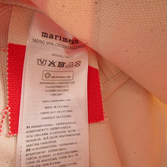 marimekko Shoulder Bag canvas Ivory Mono Mini Crossbody Women Used Authentic