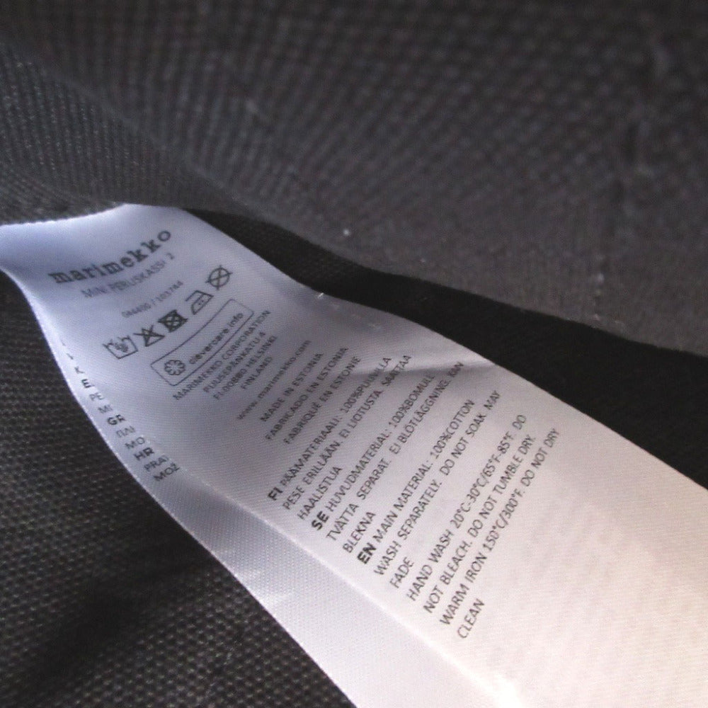 marimekko Tote Bag 44400 canvas black mini Perskassi unisex(Unisex) Used Authentic