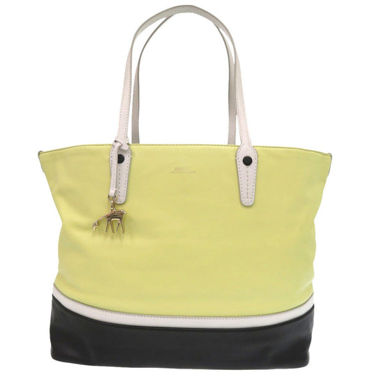 BALLY Tote Bag leather yellow Women Used Authentic