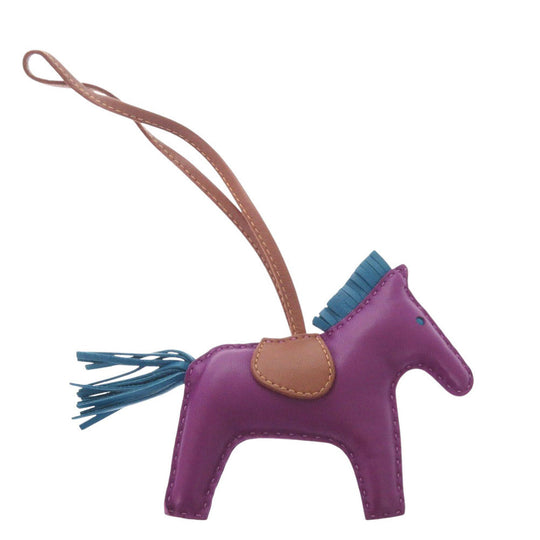 HERMES key ring leather Anemone Bag charm Rodeo MM Women Used Authentic