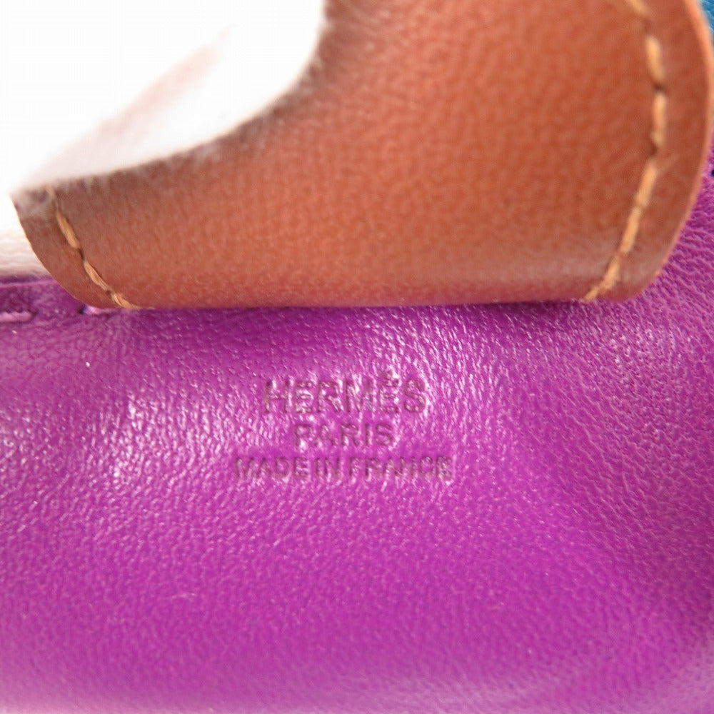 HERMES key ring leather Anemone Bag charm Rodeo MM Women Used Authentic