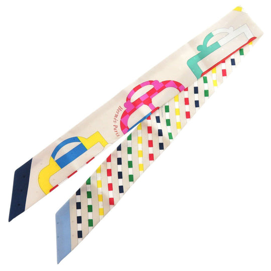 HERMES scarf silk Kle Twilly Bouclerie Moderne Modern Buckle