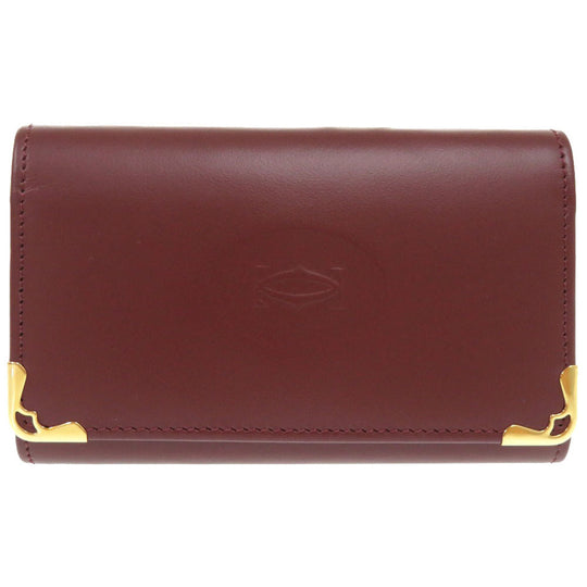 CARTIER Key case Key holder  leather wine-red Must Line Women Used Authentic