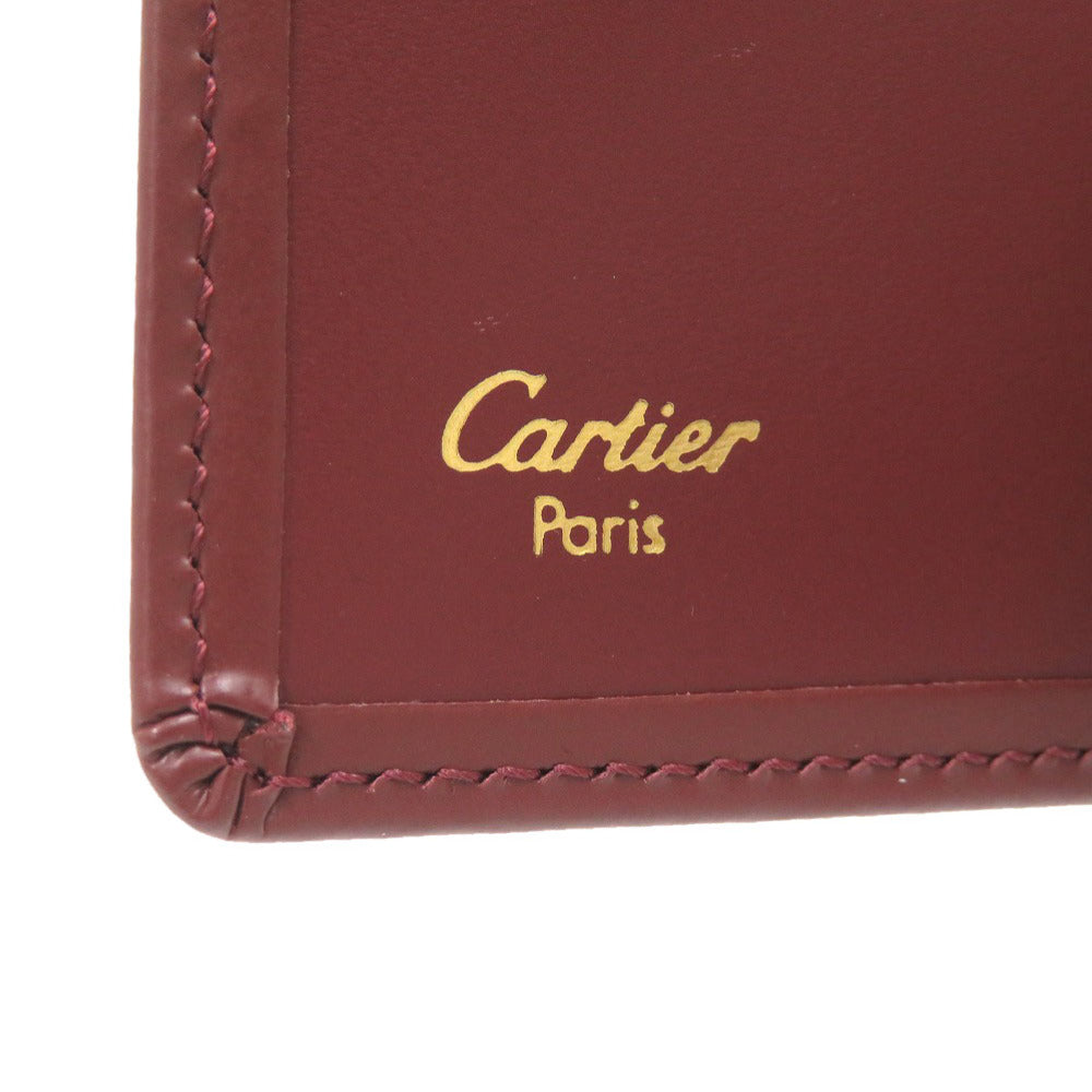CARTIER Key case Key holder  leather wine-red Must Line Women Used Authentic