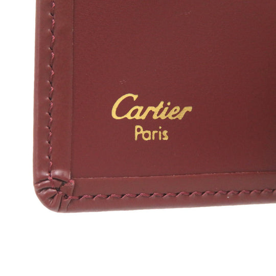 CARTIER Key case Key holder  leather wine-red Must Line Women Used Authentic