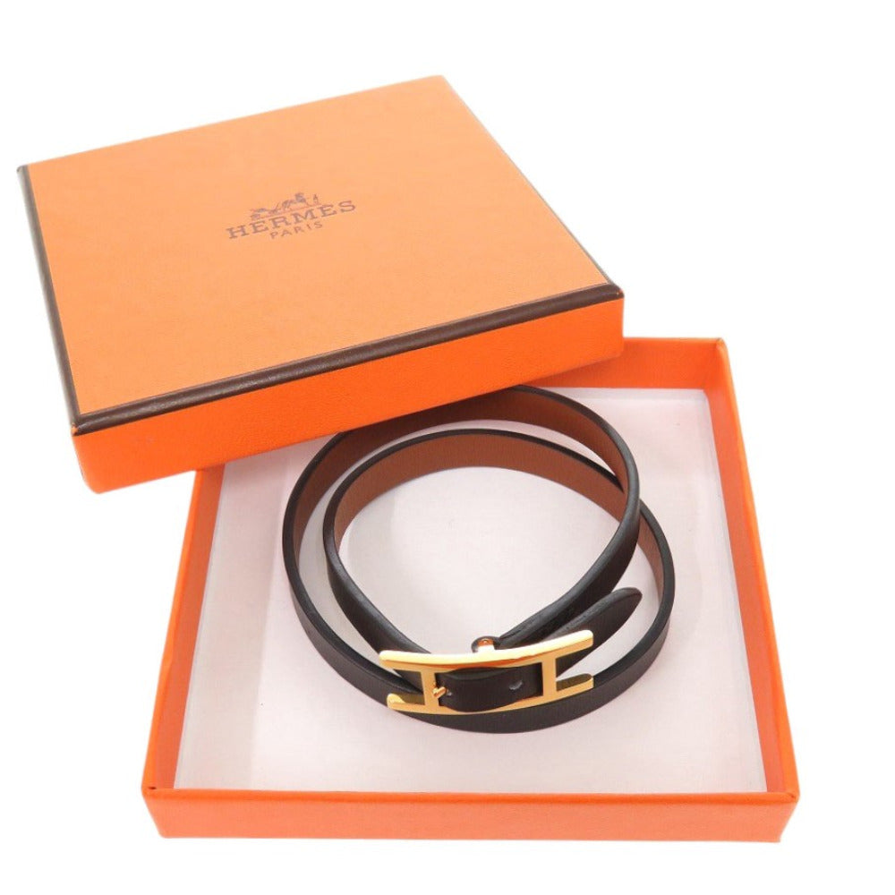HERMES bracelet Vaux Swift Noir Beapi de Bourtour Women Used Authentic