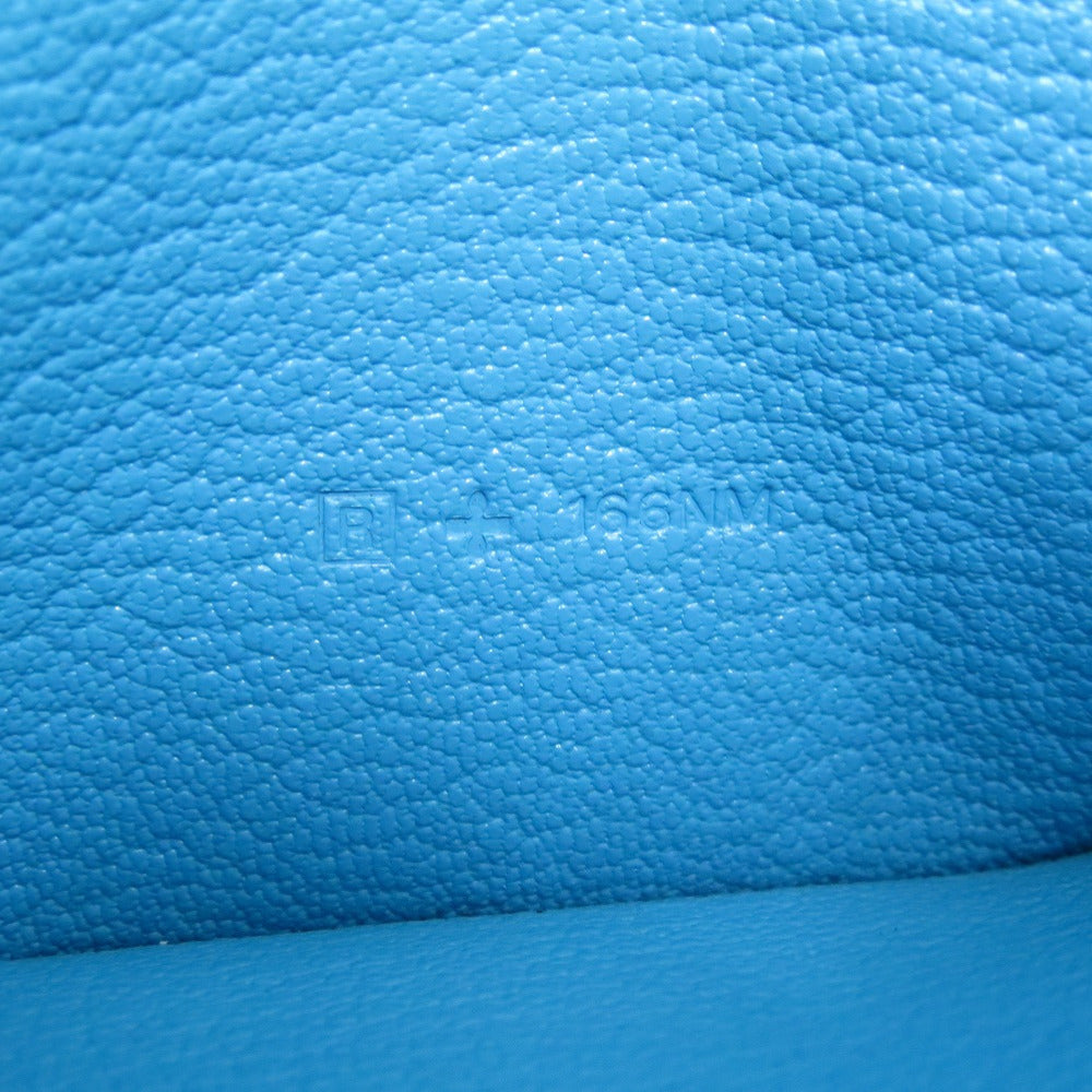HERMES Long Wallet Purse Shave Blue Az Tech Beansufla Women Used Authentic