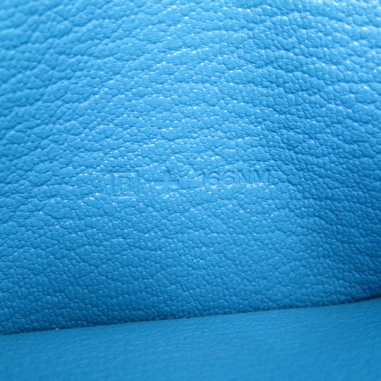 HERMES Long Wallet Purse Shave Blue Az Tech Beansufla Women Used Authentic