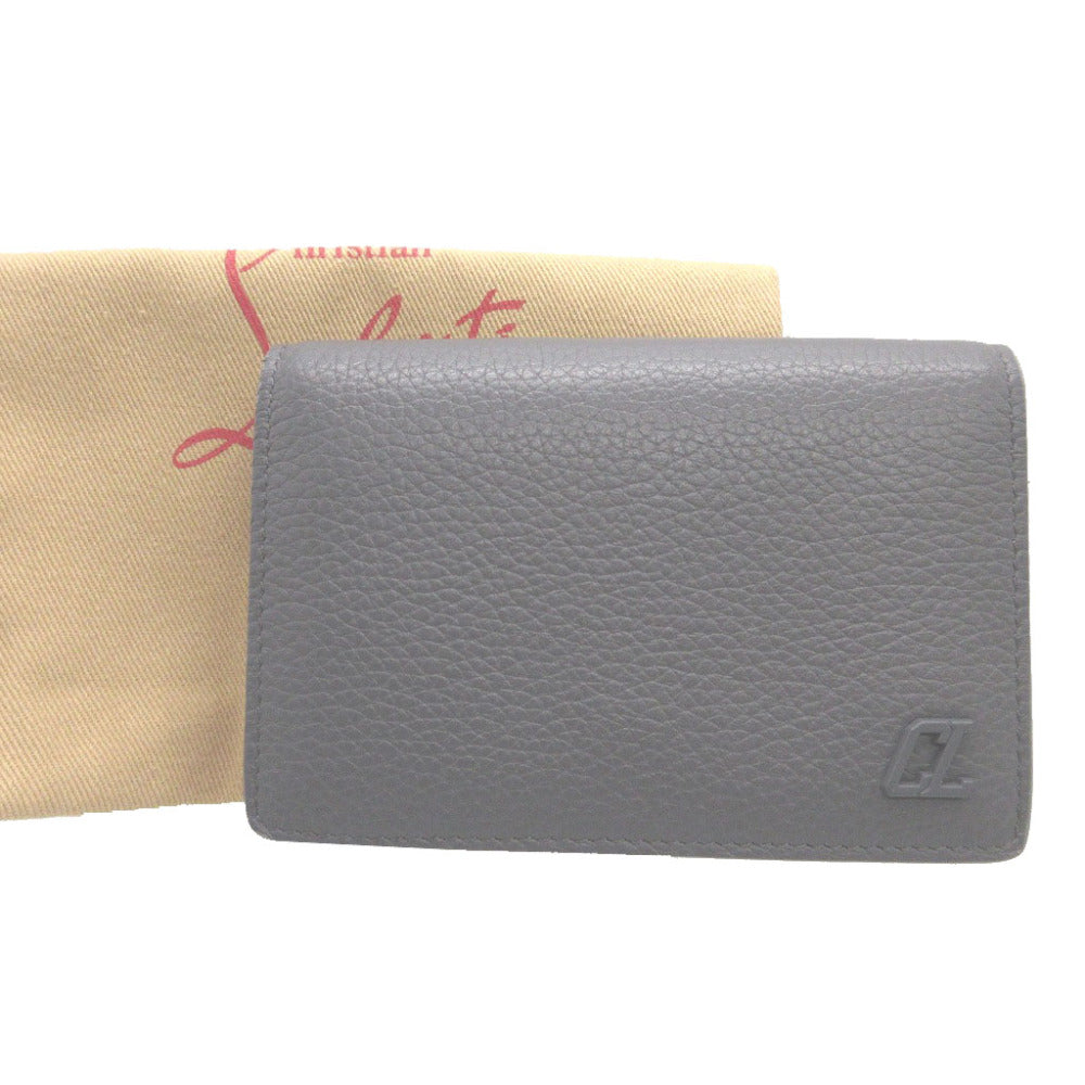 Christian Louboutin Card Case leather gray name card holder LOUBEKA Women(Unisex) Used Authentic