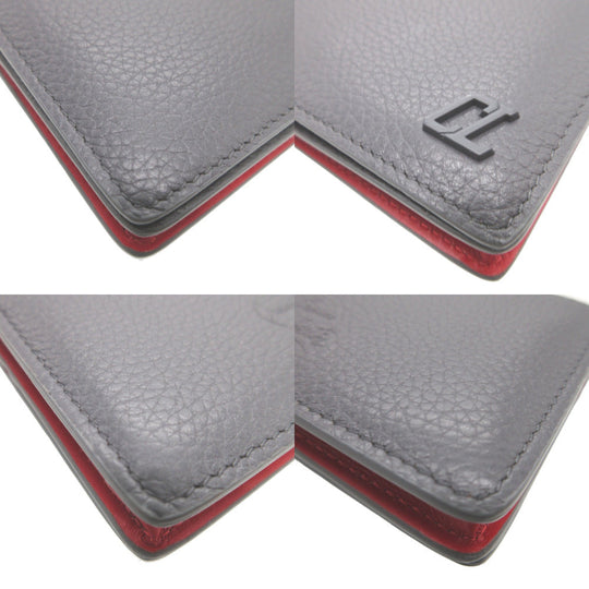 Christian Louboutin Card Case leather gray name card holder LOUBEKA Women(Unisex) Used Authentic