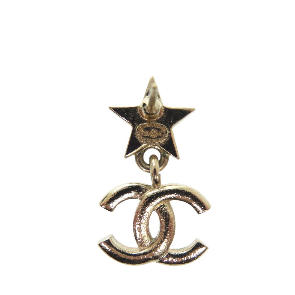 CHANEL Pierce Gold Plated, Rhinestone gold Star motif COCO Mark Women Used Authentic
