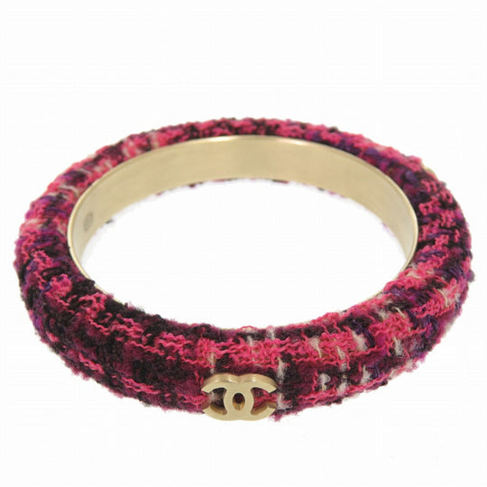 CHANEL Bangle Tweed, Metal purple COCO Mark Women Used Authentic