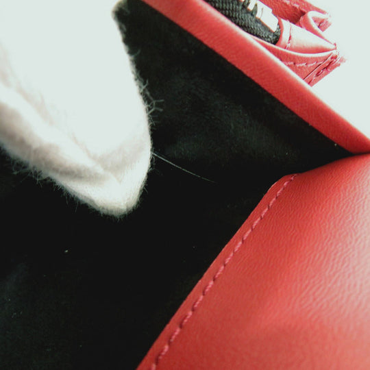 KENZO Long Wallet Purse leather Red FA62PM318L24 Women Used Authentic