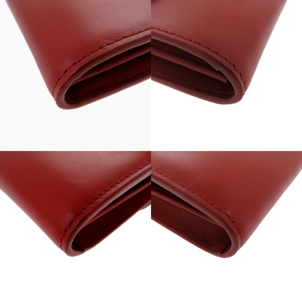 KENZO Long Wallet Purse leather Red FA62PM318L24 Women Used Authentic
