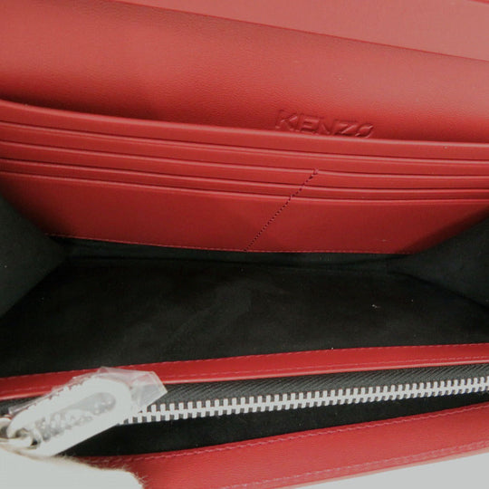 KENZO Long Wallet Purse leather Red FA62PM318L24 Women Used Authentic