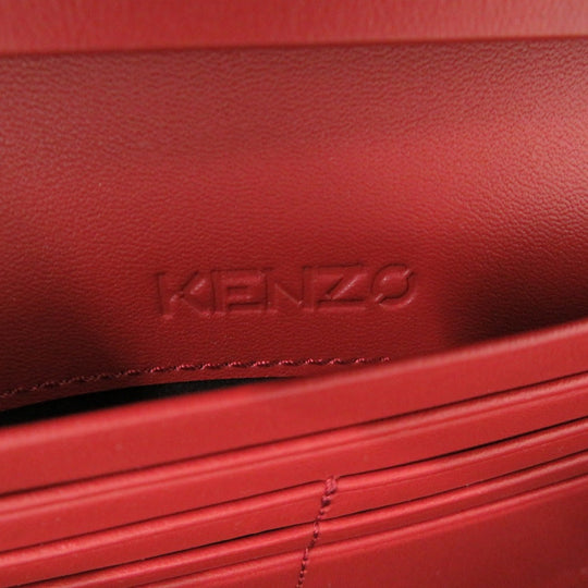 KENZO Long Wallet Purse leather Red FA62PM318L24 Women Used Authentic