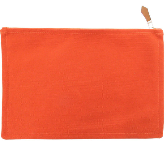 HERMES Pouch cotton Orange Yachting GM Women Used Authentic