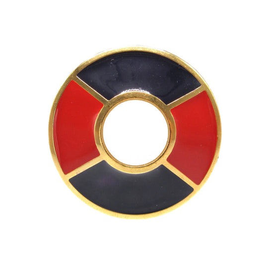 YVES SAINT LAURENT Brooch metal Red Vintage round Women(Unisex) Used Authentic