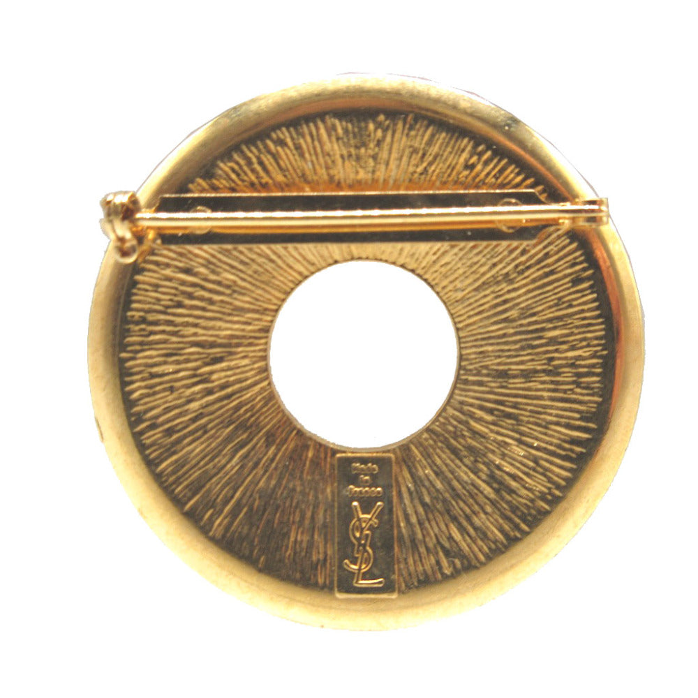 YVES SAINT LAURENT Brooch metal Red Vintage round Women(Unisex) Used Authentic