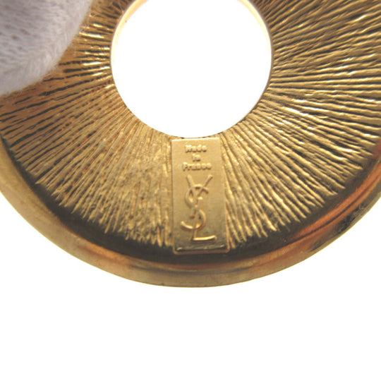 YVES SAINT LAURENT Brooch metal Red Vintage round Women(Unisex) Used Authentic