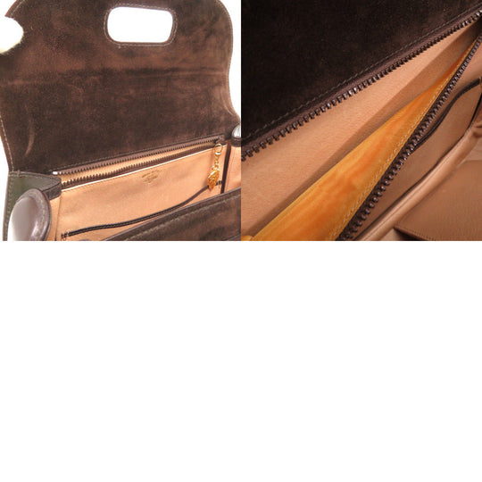 GUCCI Handbag leather Brown Bamboo turnlock handbag Women Used Authentic