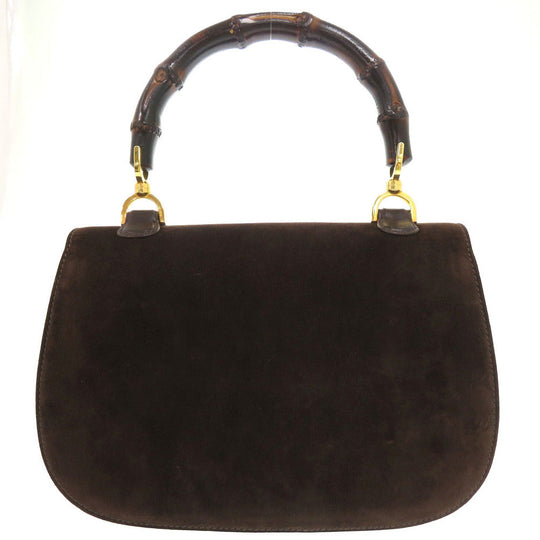 GUCCI Handbag leather Brown Bamboo turnlock handbag Women Used Authentic