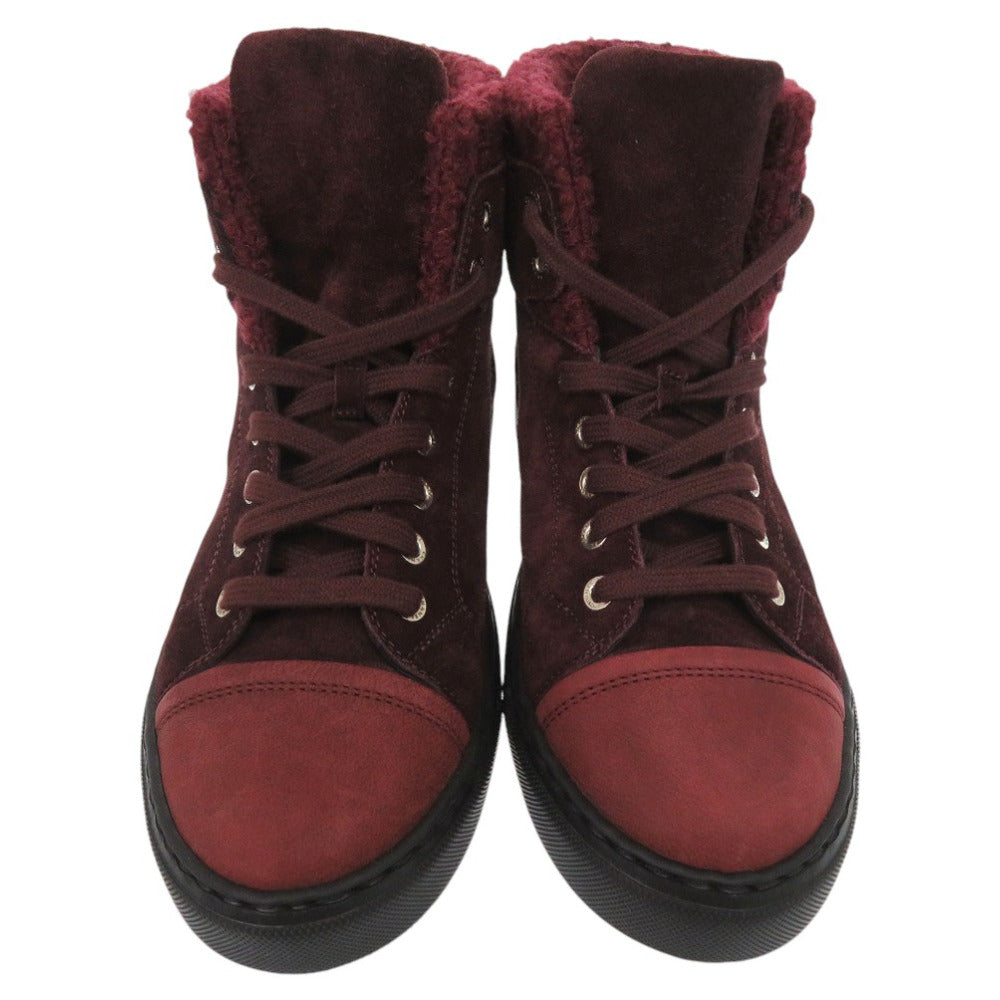 CHANEL sneakers G31058 Tweed, suede, embossed carthskin Bordeaux CC Mark COCO Mark 15A High Cut Suede Calfskin 9.4" 8 Hole Women 37 Used Authentic